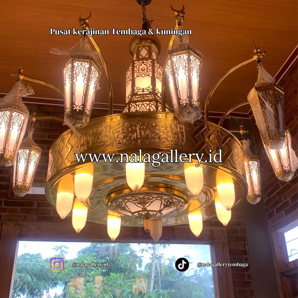model lampu gantung tembaga besar untuk lobby hotel premium