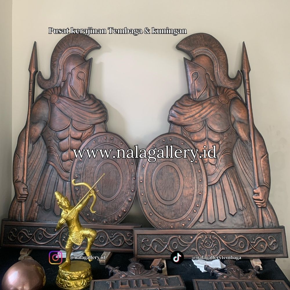 Set Dekorasi Spartan Tembaga : Patung Tembaga, Relief Tembaga, Logo Tembaga
